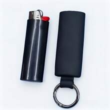 Silicone Fire Starter Case For J6 Lighter, With Spring Clip And Keychain -  Protective Cover, Compatible With J6 Rechargeable/ Disposable Lighter - Black - View 7