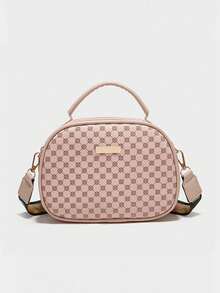 1 pezzo Borsa a tracolla e borsetta da donna alla moda, con stampa/ricamo a rombi, cinturino largo intercambiabile, portamonete con doppia cerniera, regalo ideale - Multicolore - Visualizzare 11