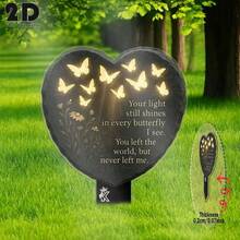 New Butterfly Heart Shaped Garden Plaque - A - View 2