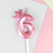 1件創意粉色皇冠造型0-9數字生日蠟燭，生日蛋糕裝飾，生日派對裝飾，適用於生日、週年紀念、性別揭曉派對、單身女派對、畢業典禮 - 粉色 - 查看 10