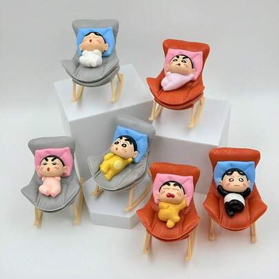 New Crayon Shin Chan Swinging Chair Sleep Doll Blind Box, Resin Ornament, Miniature Scene Decoration Ornament Cute Grain, High Beauty Desktop Ornament Small Gift