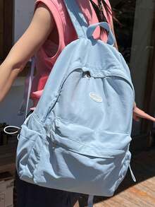 15.6英寸男女通用尼龙笔记本电脑背包，适合旅行、上学，男女皆宜 - 藍色 - 查看 3