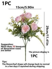 1 Peça Combinação de Flores Artificiais de Rosa e Hortênsia de 29 cm, Flores de Seda Falsa para DIY, Decoração de Casa, Casamento, Centro de Mesa, Jardim, Sala de Estar, Decoração de Quarto, Decoração de Quarto, Decoração de Ramos, Presente do Dia dos Namorados - Rosa chiclete - Visão 4