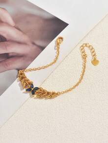 1件复古优雅铜质锆石花朵吊坠手链，日常及派对配饰，女士 - 彩色 - 查看 5