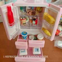 Mô hình tủ lạnh nhiều cửa thu nhỏ kèm 10 món ăn mini các loại, mô phỏng cảnh phòng thu nhỏ chân thực, đồ chơi sáng tạo, thích hợp cho nhà búp bê, không dùng điện, chất liệu nhựa ABS, lý tưởng cho thanh thiếu niên từ 14 tuổi trở lên, quà tặng cho bạn bè, quà tặng tiệc tùng, quà tặng lễ Phục sinh. - Một kích thước - Xem 3