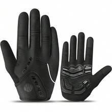 Guantes de ciclismo acolchados de gel de 5 mm para hombre, transpirables y resistentes al desgaste - Negro - Ver 13
