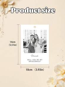 1/3pcs Customized Photo & Text Bridesmaid Proposal Cards, Minimalist Style Bridesmaid Proposal Card Template With Bow, Will You Be My Bridesmaid Cards - Multicolor - View 6
