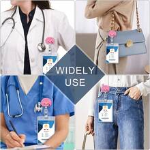 1pc Pink Brain Shaped Retractable ID Badge Reel Holder Clip - Multicolor - View 4