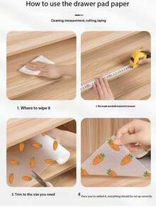 1pc Waterproof Drawer Liner Paper, Thickened Kitchen Cabinet Anti-Oil Anti-Moisture Sticker, Wardrobe Shoe Cabinet Dirt Protection Mat,Cute Stuff - A - View 6