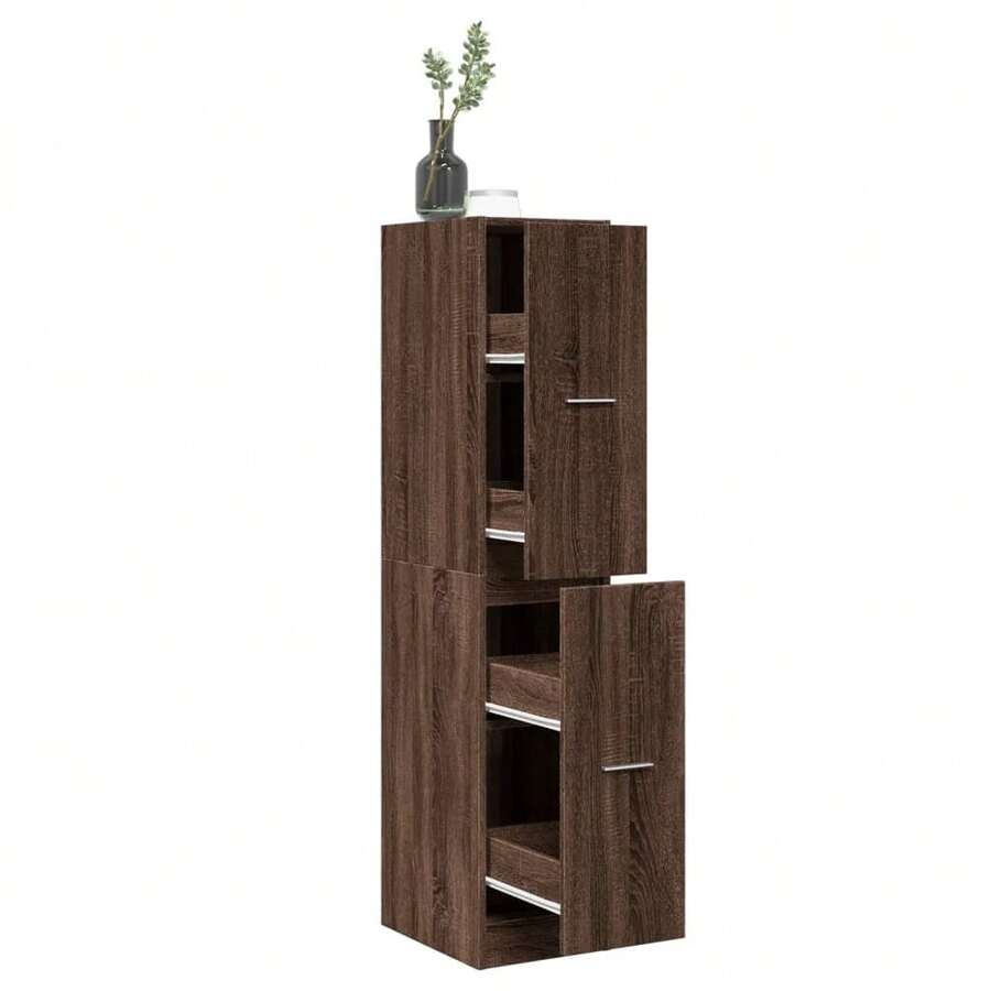 vidaXL Apothekerschrank Eichenoptik 30x41x144,5 Cm Holzmaterial - Yellow - View 1