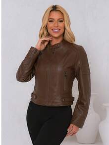 Women's Jacket Look Suede | Faux Leather Style | Lightweight And Stylish - Rosa Fucsia - Ver 3