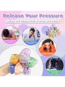 1/2/3/10个装可爱小熊捏捏球 - 超大号麻糬软萌玩具 - 成人减压捏捏球，款式颜色随机，生日派对礼物，压力球，捏捏玩具 - 彩色 - 查看 4