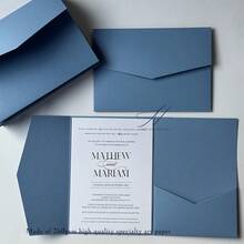 NIEWSPECIAL 25pcs Tri-Fold Pocket Wedding Invitation Envelopes, Engagement 15th Anniversary Birthday Baptism Minimalist Invitation Envelopes, 5*7 Inch Invitation Cards, DIY Invitation, Pocket Invitation, Customized Invitation - Sky Blue - View 6