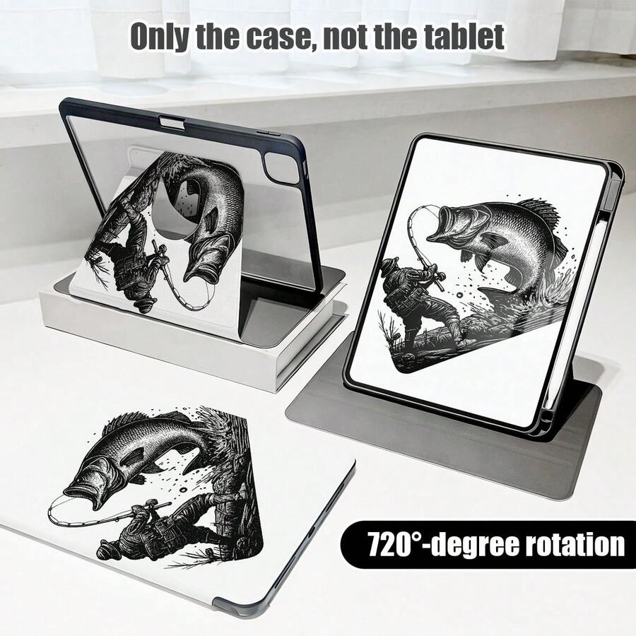 1 件装钓鱼图案翻盖保护套，带笔槽，兼容 iPad 10.9/10.2/Air 第五代/Pro 11/第十代/9.7/Air 2/iPad（第七代）/iPad（第八代）/iPad Air 4/5/iPad Pro 11/iPad 10.9 英寸（2022 年款），智能保护套，兼容 iPad Air 13 (M3 2025)/iPad Air 11 (M3 2025)/iPad Air 11 (M3 2025)/iPad 11 (A16 2025)，支持 S7/S8/S9/S6 Lite/S7+/S8+/S7FE/A7/A8/A9 - 彩色 - 查看 1