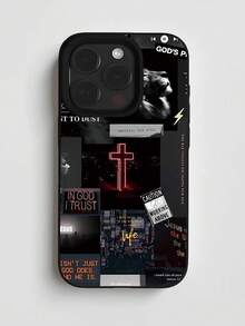 1个个性化十字拼贴图案黑色流苏直边手机壳，兼容 16/16Pro/16Plus/15/15ProMax/15Pro/11/12/13/14ProMax/11Pro/11ProMax/12Pro/12ProMax/13Pro/13ProMax/14Pro/14ProMax，软壳，高端创意设计 - 彩色 - 查看 1