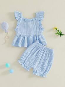 Baby Girls Tank Top Co-Ords - Blue - View 3