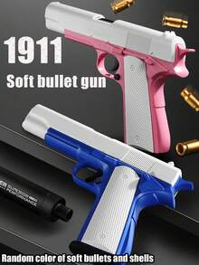 1911 Soft Bullet Manual Toy Gun For Teenagers, Includes 10 Soft Bullets And 8 Shells, Provides Shooting Learning Game, Pistol Model, Toy Gun (This Product Has Two Options: With Or Without Text, Randomly Shipped; Some Accessory Colors Are Randomly Shipped; Manual Measurement May Have Slight Size Deviations) - Multicolor - View 3