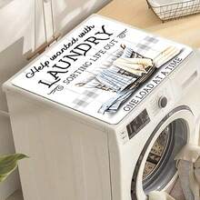 1pc Vintage Laundry Room Decor - Non-Slip Washing Machine And Dryer Top Cover With Vintage Laundry Design - Polyester Fiber Protective Cover - Non-Slip Surface, Laundry Room Decoration - Suitable For Front-Loading Washing Machines And Dryers - Multicolor - View 4