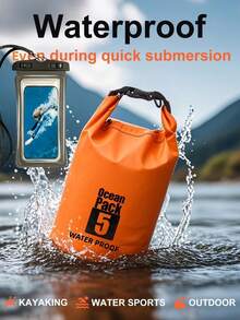 这款全新女士防水包完美搭配防水手机袋，即使在水下也能轻松使用手机。它提供四种容量选择：2升、5升、10升和15升。这款多功能女士户外斜挎包采用耐用、防刮的PVC材质制成。它是一款大容量防水背包，适合潜水、漂流、游泳、海滩活动、峡谷探险和徒步旅行。 - 彩色 - 查看 3