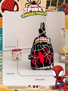 1 Túi đeo ngực/đeo chéo có dây đeo điều chỉnh được, họa tiết Người Nhện, chính hãng Marvel, khóa kéo, nhẹ, hoàn hảo cho nam giới/thanh thiếu niên/sinh viên/sinh viên tốt nghiệp/người hâm mộ trẻ tuổi, lý tưởng cho sử dụng hàng ngày/ngoài trời/thể thao/chạy bộ/tập thể dục! - màu đen - Xem 4