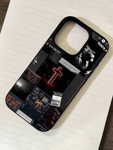 1个个性化十字拼贴图案黑色流苏直边手机壳，兼容 16/16Pro/16Plus/15/15ProMax/15Pro/11/12/13/14ProMax/11Pro/11ProMax/12Pro/12ProMax/13Pro/13ProMax/14Pro/14ProMax，软壳，高端创意设计 - 彩色 - 查看 2