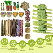 53 piezas Juguetes para roer de conejo de Tyotrbs, juguetes para conejos contra el aburrimiento, palitos de Timoteo, palitos de manzana, bambú dulce, para cobayas, hámsteres, chinchillas, ratas y pequeños animales - ColorD - Ver 2