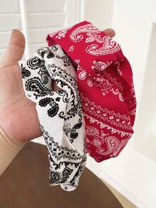 1pc Retro American Cashew Wide Elastic Headband, Criss-Cross Design, Unisex, Multi-Color, Fashion & Versatile Fashion Hair Accessories Women Hair Band - Multicolor - View 7