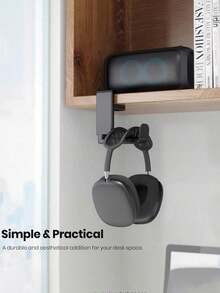 Rotating Headphone Stand - PC Gaming Headset Holder, Adjustable Clamp-On Under Desk Hanger With 360 Degree Swivel & Cable Clip Organizer - Multicolor - View 4