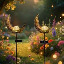 1 pieza Luz solar creativa de la luna y el planeta para el jardín - Decoración para patio y jardín al aire libre, adecuada para fiestas, Ramadán y decoraciones de Eid, opción de regalo - Multicolor - Ver 3
