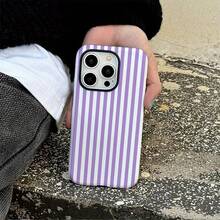 GIIPPA This Striped Phone Case Features A Vertical Stripe Design, Compatible With IPhone 16, 15, 14, 13, 12, And 11 Pro Models. Made Of TPU Material, It Provides Shock-Absorbing Protection. It Is The Perfect Gift For Family, Friends, Birthdays, Spring Break, Or Your Boyfriend. - Purple - View 5