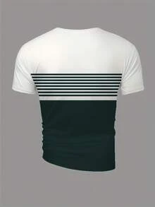 Áo thun nam tay ngắn cổ tròn phối màu GRDR, thoải mái và thời trang. - Màu xanh lá cây đậm - Xem 4