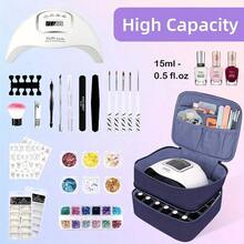 1pc Professional Double-Layer Nail Polish & Nail Art Organizer Box Suitable For 30 Bottles, Heavy-Duty Storage Shelf With Salon, Nail Studio, - Holds Polish, Glue,, Space-Saving - màu đen - Xem 4