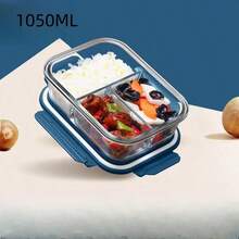新款玻璃饭盒微波炉便当盒食品储存学校食品容器隔层 - 彩色 - 查看 6