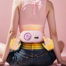 Electric Heating Waist Belt, Women's Menstrual Period Warm Uterus Heating Pad, Home Protective Waist Belt, Heating & Vibration Waist Massager, Rechargeable Warm Uterus & Abdomen Heating Pad - Pink - View 5