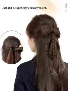 Bowknot Half-Tied Wig Braid, Korean Princess Style Duck Mouth Clip Buns Curly Hair Extension Ponytail - Multicolor - View 2