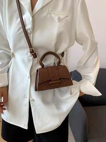 2026年新款超质感唇膏包国外迷你小方包，新款纯色百搭手提包，女士包包 - 棕色 - 查看 6