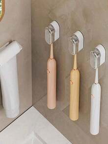 Bathroom Toothbrush Holder For Home Use, Wall-Mounted Minimalist Dustproof Toothbrush Hanger Without Drilling, With Automatic Closing Cover,Toothbrush Storage Shelf,Simple Portable Organiser For Bathroom,Dustproof Toothbrush Organiser With Cover - Nhiều màu - Xem 5