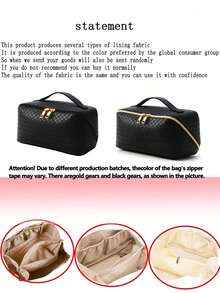 1个女士奢华高端化妆包，编织纹理PU皮革防水洗漱包，便携式化妆品收纳包，大容量旅行配件包，化妆包，化妆袋，旅行化妆包，家用化妆包，学生化妆包，宿舍化妆包，旅行必备，过夜包，多功能包，伴侣包，情人节礼物，送给她的最佳礼物，化妆间装饰 - 彩色 - 查看 12