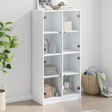 vidaXL Highboard mit Türen Weiß 68x37x142 cm Holzwerkstoff - Weiss - Übersicht 1