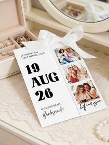 1/3 Customized Photo Striped Bridesmaid Proposal Cards, Personalize Photos & Text, Bridesmaid Proposal Card Template, Will You Be My Bridesmaid? Photo Proposal Cards, Boho, Rustic, Modern Minimalist Wedding Calligraphy - Multicolor - View 4