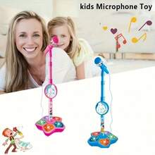 New Children's Microphone With Stand, Simulated Standing Karaoke Song Toy, A Birthday Gift For Boys And Girls. - 粉色 - 查看 7