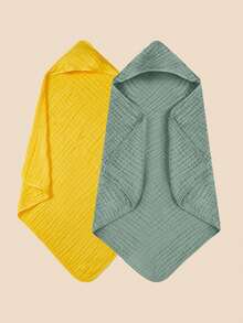 2pcs/Set Baby Hooded Bath Towel, Soft Absorbent Towel, Suitable For Newborns And Infants, Large Size 31x31 Inch, Essential Baby Daily Necessities - 彩色 - 查看 14