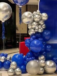 13/33/53/73 بالون معدني فضي، بأقطار 36/18/12/10/5 بوصة، لإكاليل البالونات أو القوس كديكور للزفاف أو عيد الميلاد أو الحفلات - فضي - مشاهدة 6