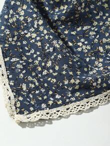 1件女士配饰，简约花卉蕾丝边蓝色头巾发带，弹性发带，适合日常佩戴，假日必备发饰 - 彩色 - 查看 6