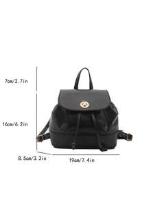 Women's Korean Style -Friendly College Backpack - Large Capacity Bookbag With Closure & Adjustable Strap, / Series Bag Suitable Travel, - Black - View 7
