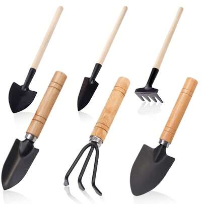 6pcs Iron Gardening Tool Set, Including Hand Trowel, Transplanting Trowel And Hand Rake With Wooden Non-Slip Handle, Perfect For Plant Enthusiasts