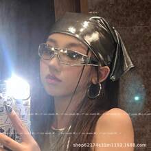 Silver Leopard And Snake Print Laser Scarves, Shimmering Headscarves And Fashion Accessories - Khăn vuông nhuộm màu vàng kim - Xem 3