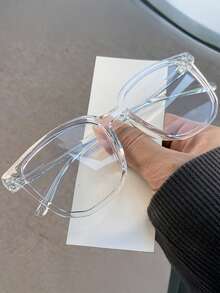 [Stylish Durable Eyeglasses] 1pc Stylish Durable Blue Transparent Eyeglasses - Eye Protection From Screens Including Computers, TVs, Phones, Sleek Eyewear, Computer Eye Protection - Multicolor - View 12