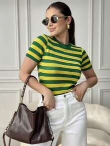 Women's Brazil Look Copa Blouse In Premium Modal - 綠色和黃色 - 查看 8