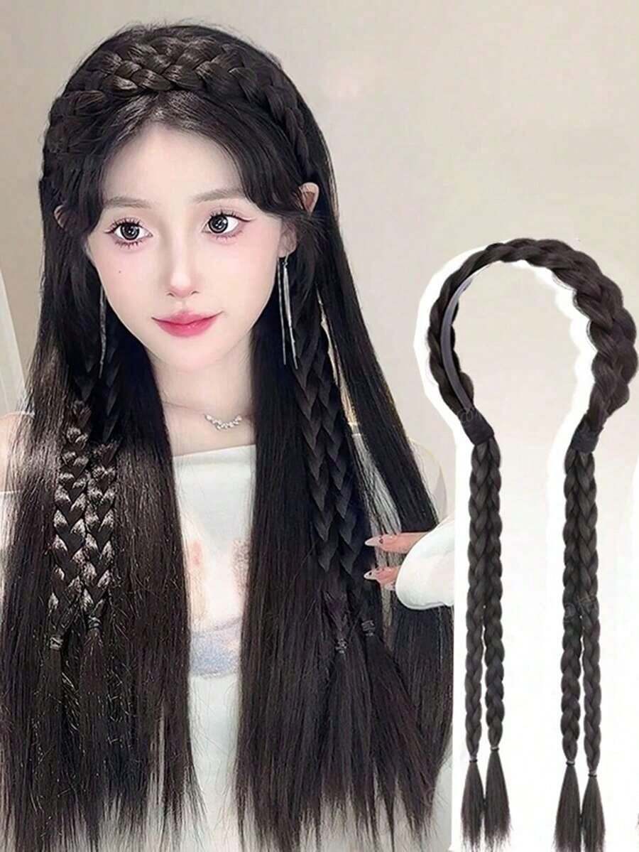 Braided Headband Hair Extensions, Synthetic Hair Braid Headband - Multicolor - View 1